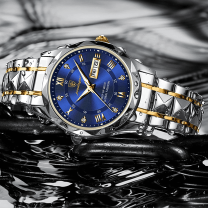 Stylish Stainless Steel Quartz Watch with Luminous Hands