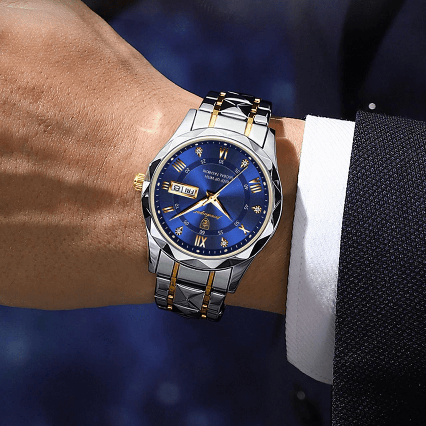 Stylish Stainless Steel Quartz Watch with Luminous Hands