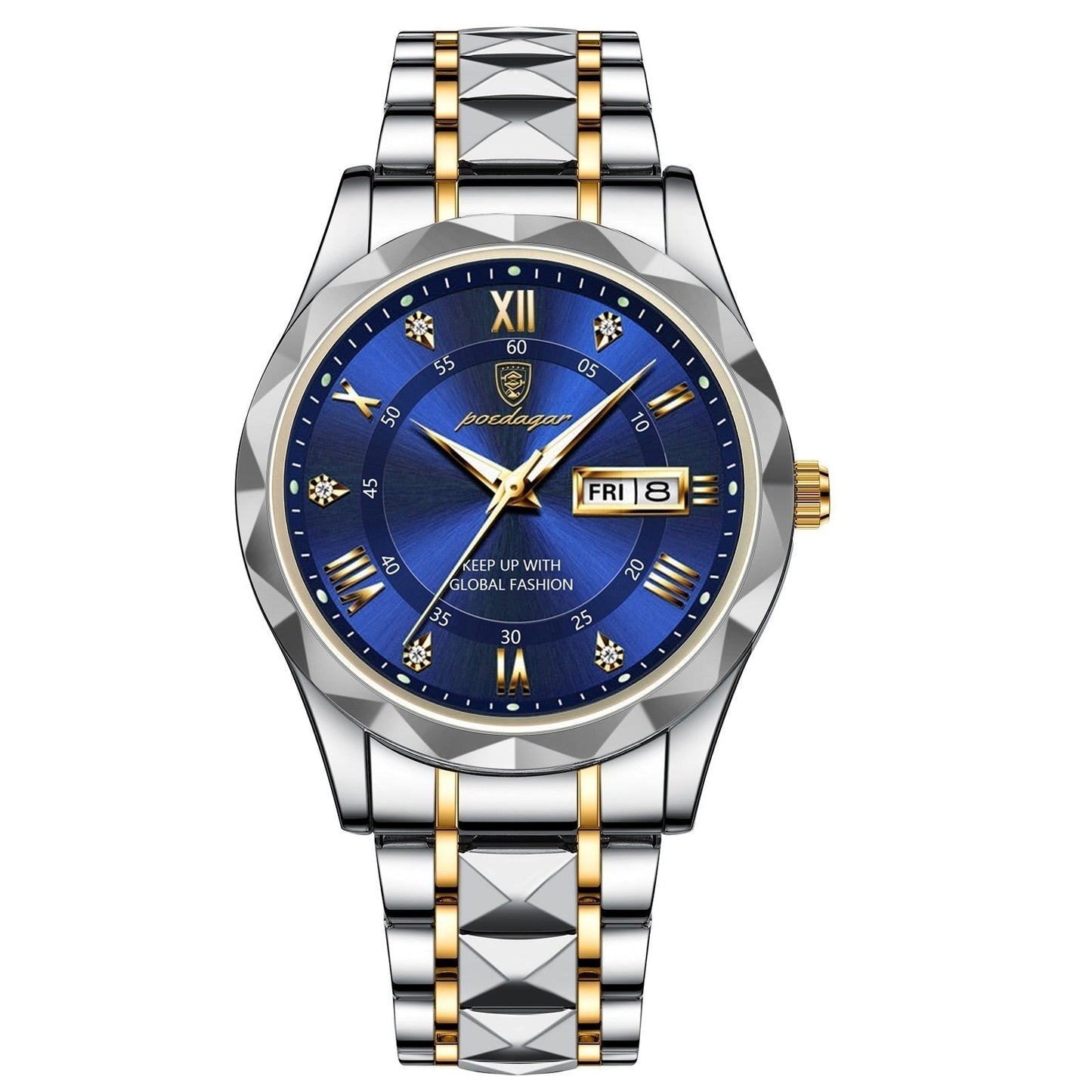 Stylish Stainless Steel Quartz Watch with Luminous Hands