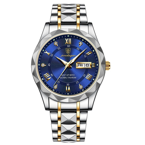 Stylish Stainless Steel Quartz Watch with Luminous Hands