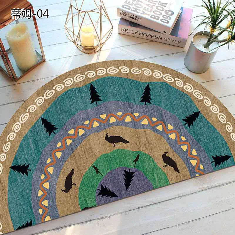 Non-Slip Semicircular Doormat in Bohemian Style