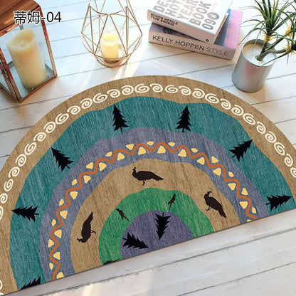 Non-Slip Semicircular Doormat in Bohemian Style