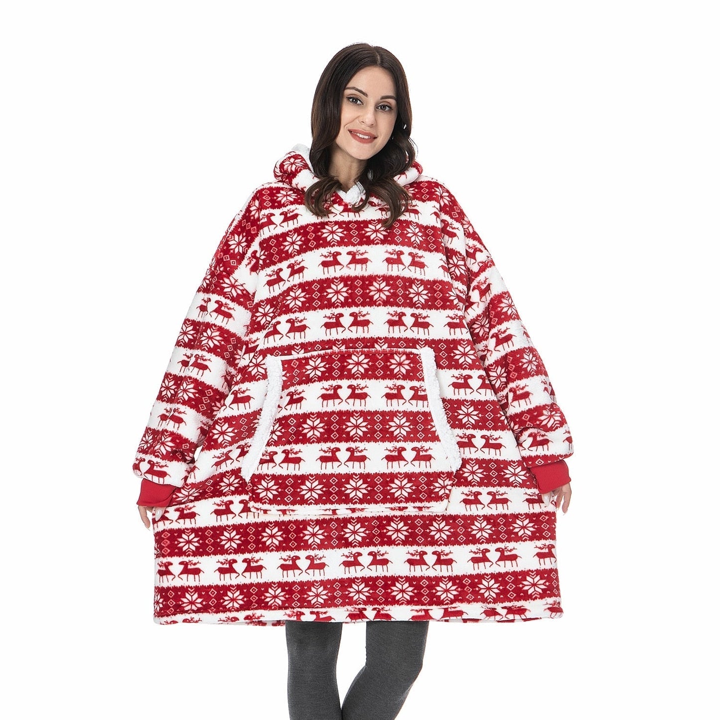 Soft Fleece and Wool Hooded Blanket for Home Comfort and Warmth