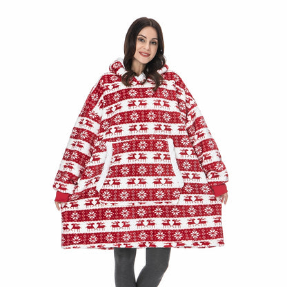 Soft Fleece and Wool Hooded Blanket for Home Comfort and Warmth