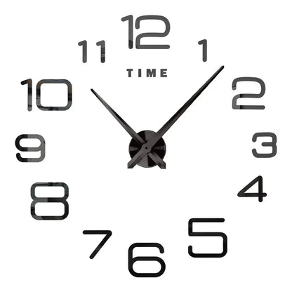 DIY 3D Mirrored Acrylic Wall Clock - Self-Adhesive Home Decor for Kitchen and Living Room