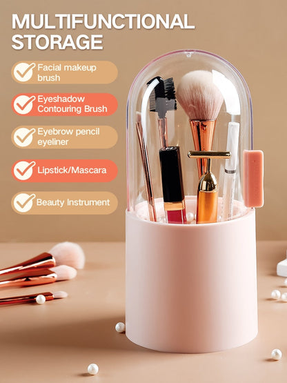 Chic Makeup Brush Organizer with Stylish Pearls