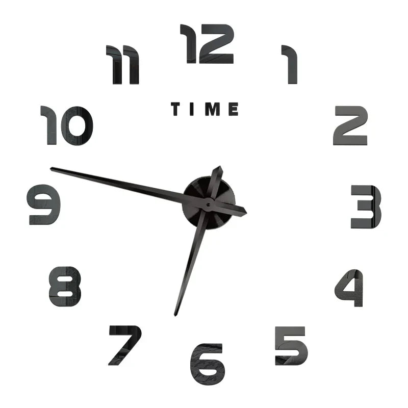 DIY 3D Mirrored Acrylic Wall Clock - Self-Adhesive Home Decor for Kitchen and Living Room