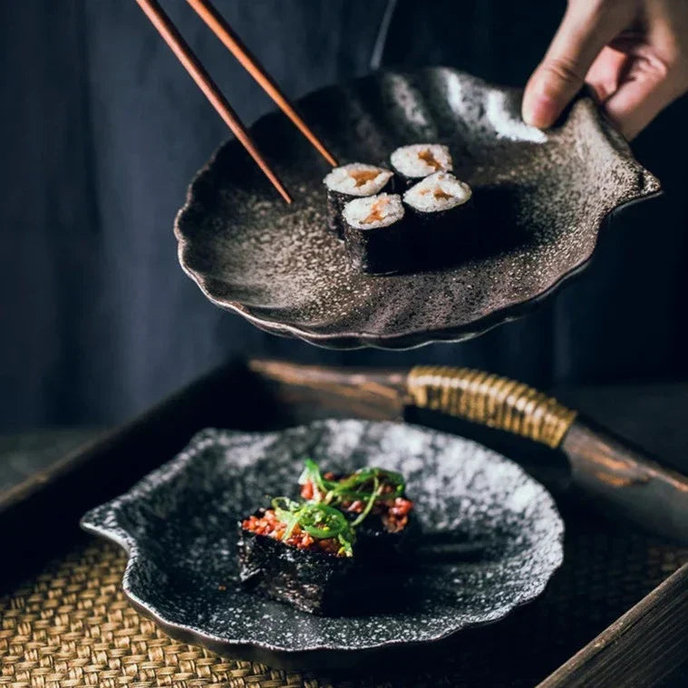 Tableware with Shell Pattern - Coastal Ceramic Dinner Plate