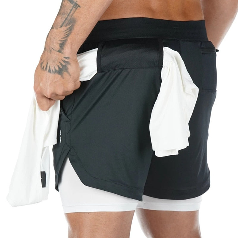 Dual-Function Quick-Dry Athletic Shorts