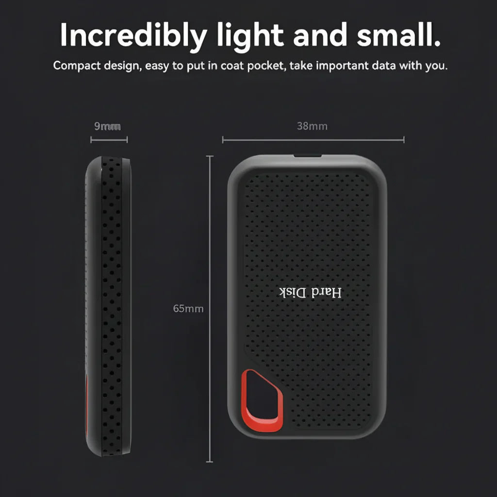 Slim External Solid State Drive – Portable USB C Backup Storage