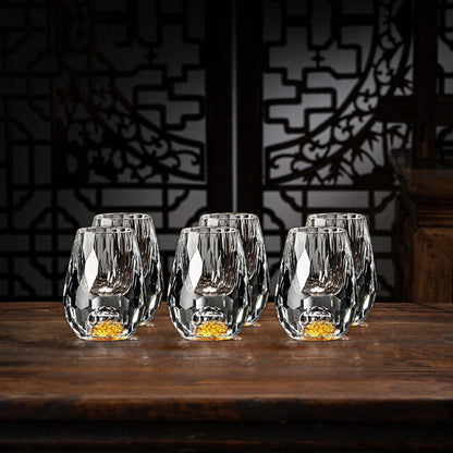 Handcrafted Crystal Glass Set with Gold Flakes – 2 Pieces for Whisky & Fine Drinks