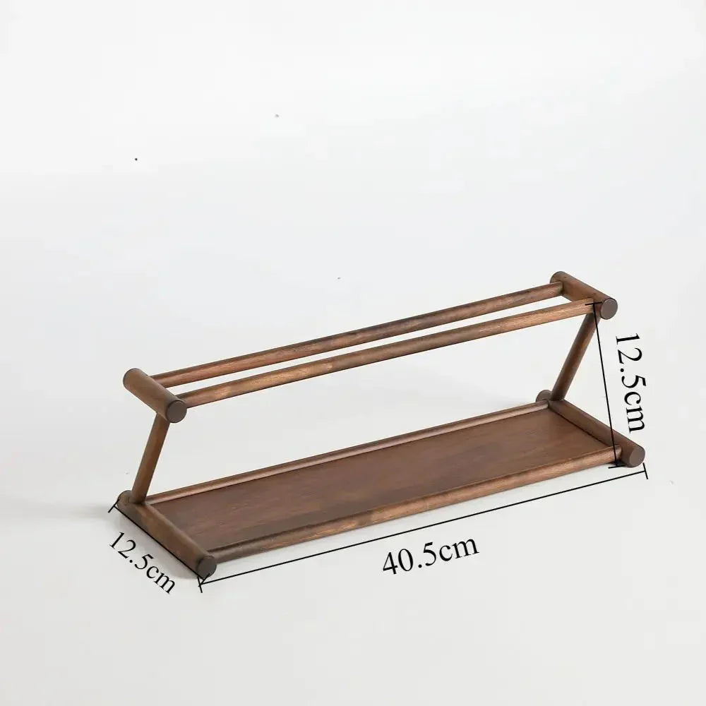 Elegant Wooden Display Rack for Tea and Tableware