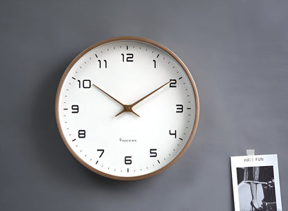 Scandinavian Style Silent Quartz Wall Clock with Wooden Frame for Home