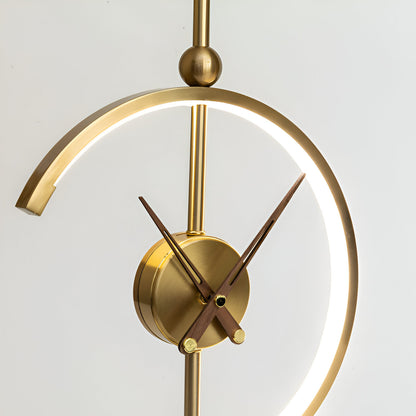 Geometric LED Table Lamp with Wireless Qi Charging and Gold Time Display