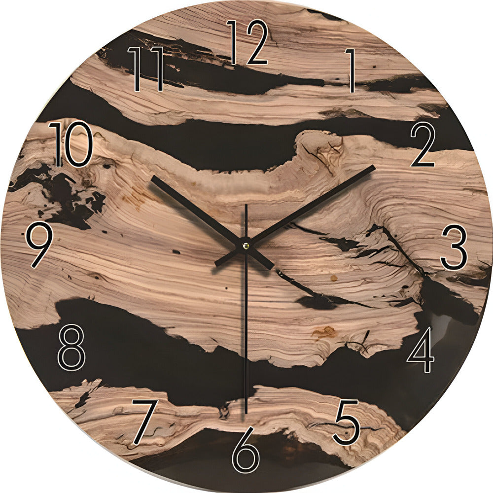 Modern Silent Wall Clock in Solid Wood – Minimalist Woodline Design