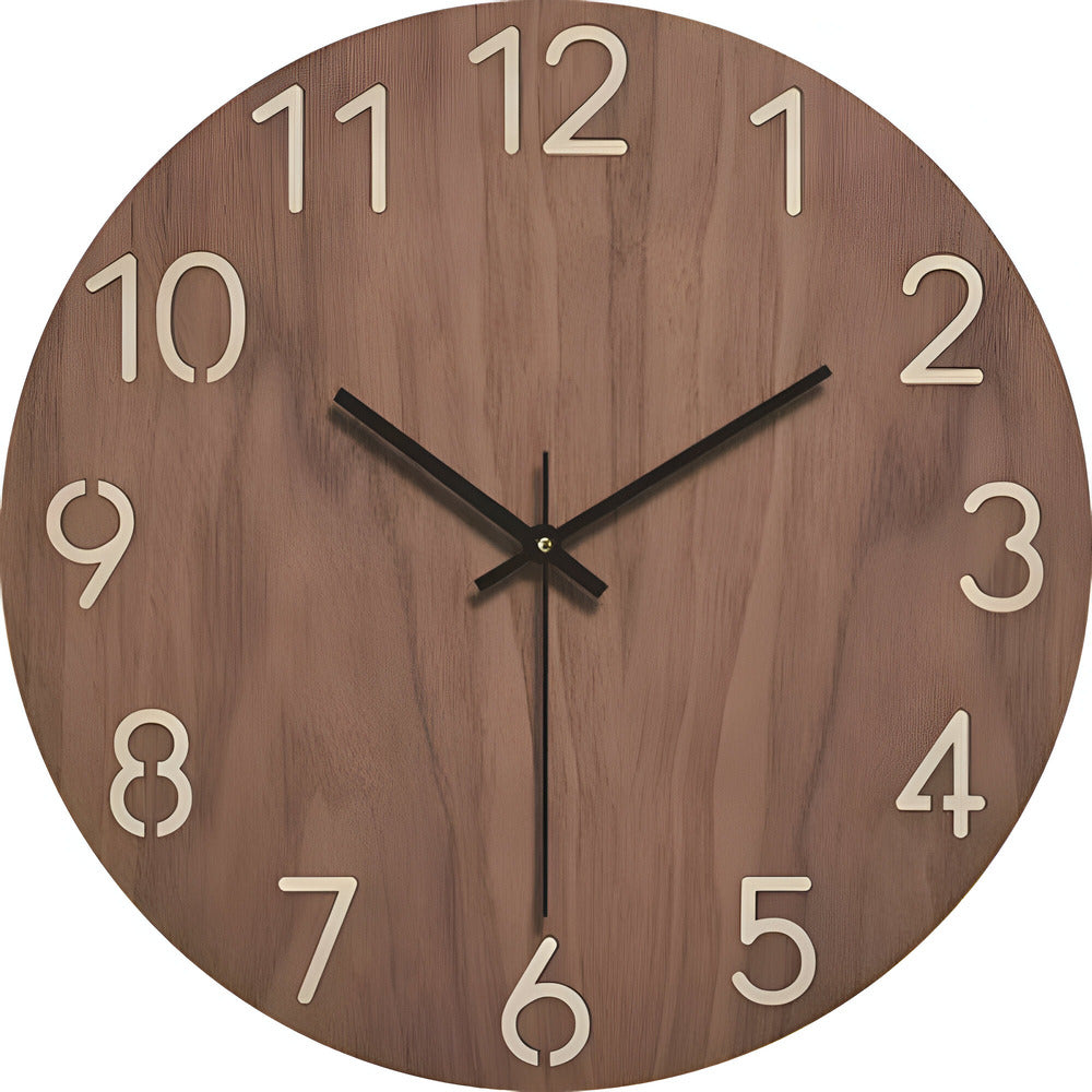 Modern Silent Wall Clock in Solid Wood – Minimalist Woodline Design