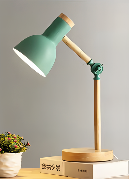 Adjustable LED Desk Lamp in Macaron Colors – Wooden Study and Reading Light