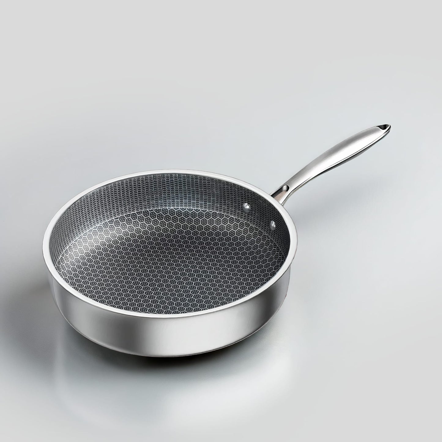 Non-Stick Frying Pan with Honeycomb Design in Stainless Steel