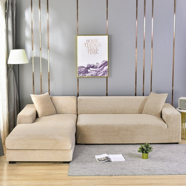 Elastic Velvet Sofa Cover | Complete Protection & Elegant Design | Fits Any Sofa