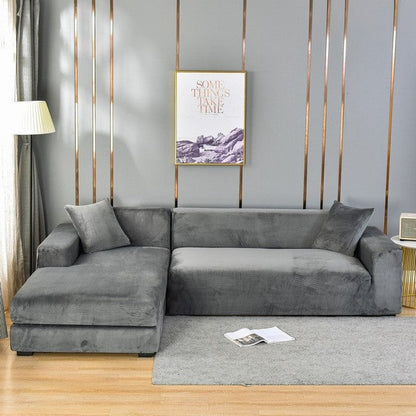 Elastic Velvet Sofa Cover | Complete Protection & Elegant Design | Fits Any Sofa