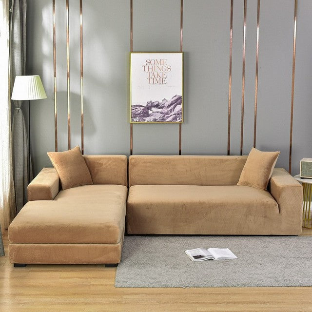 Elastic Velvet Sofa Cover | Complete Protection & Elegant Design | Fits Any Sofa