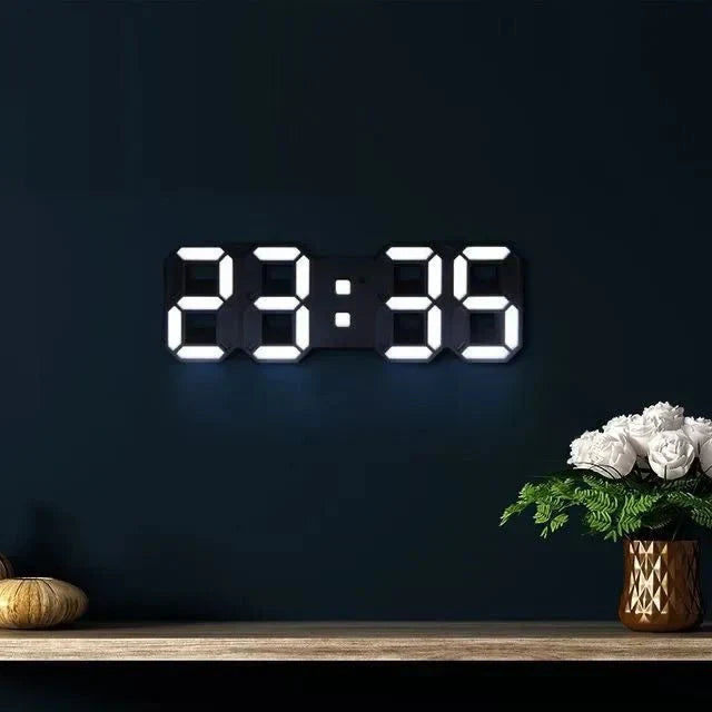 3D LED Wall Clock – Digital Timepiece with Adjustable Lighting