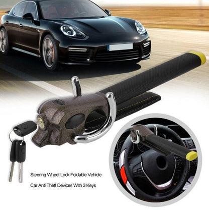 Foldable Steering Wheel Lock with Alarm – Effective Vehicle Security Tool