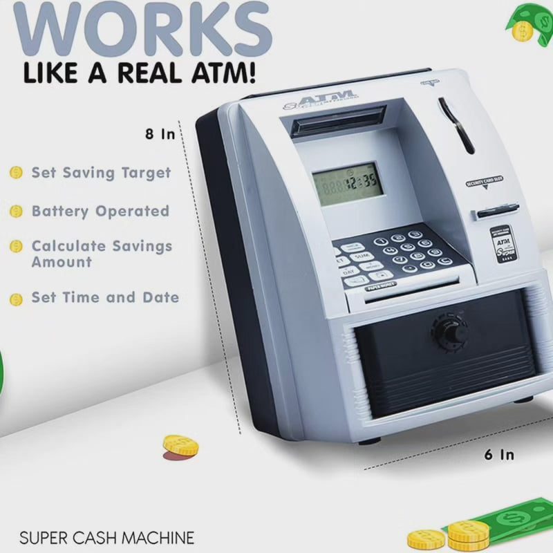 ATM Savings Bank for Coins and Bills