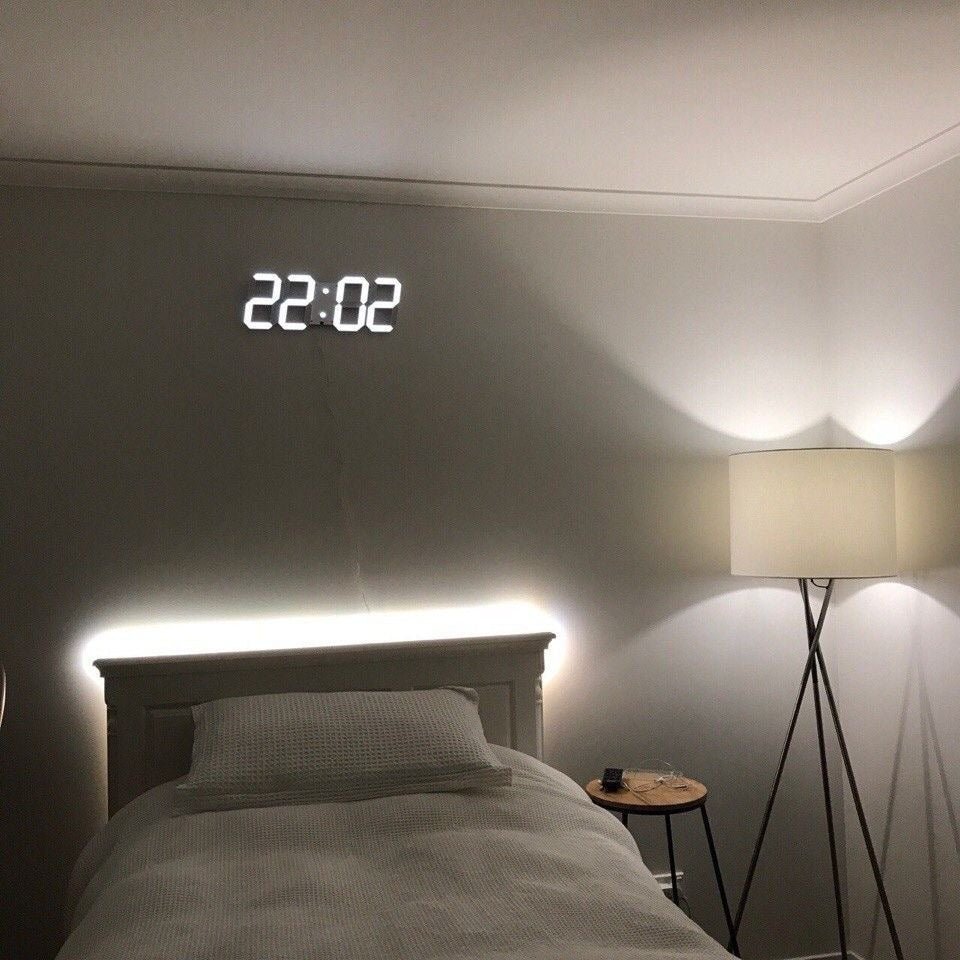 Dimmable Digital Display 3D Wall Clock with LED Lights