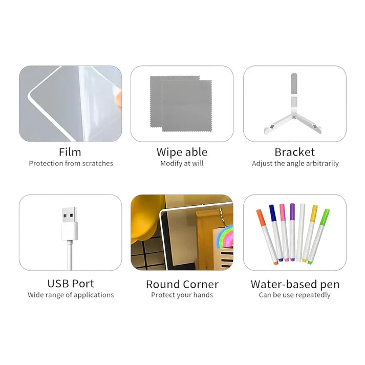 LED Light Sign Board – Reusable IllumiWrite Board for Creative Use