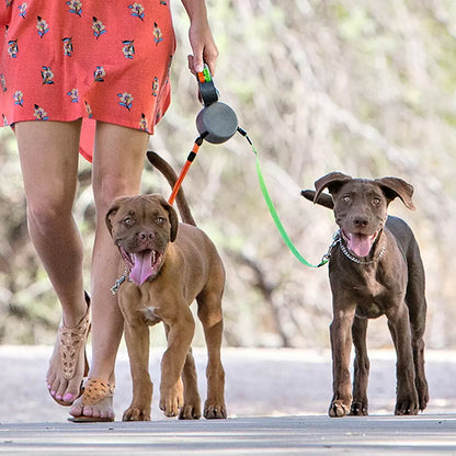 Retractable Dual Pet Leash with LED Light