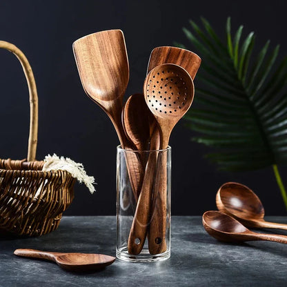 Elegant 8-Piece Acacia Wood Kitchen Utensil Collection