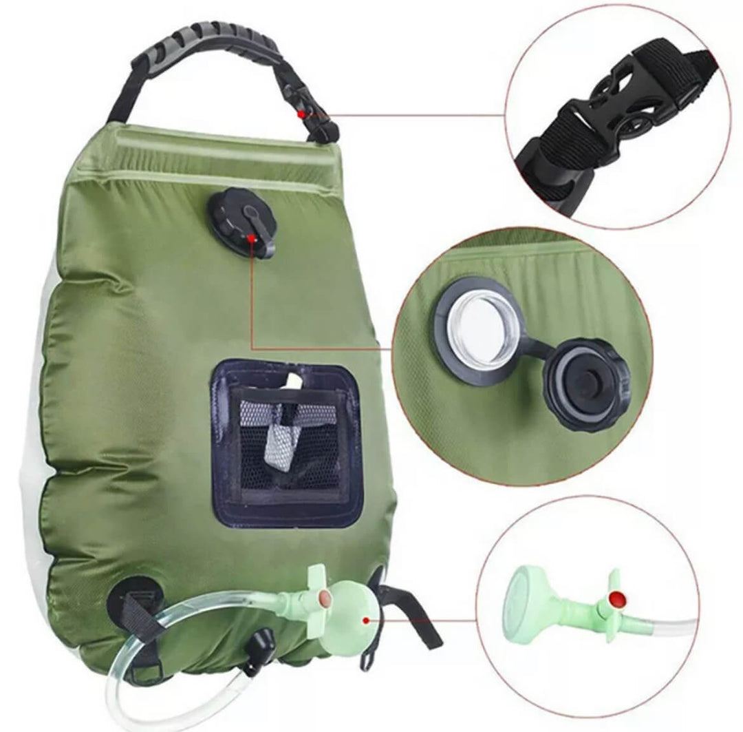 Foldable 20L Outdoor Shower Bag with Solar Heating System