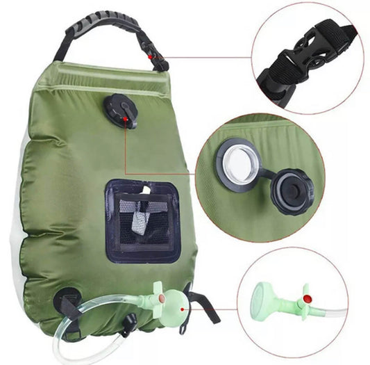 Foldable 20L Outdoor Shower Bag with Solar Heating System