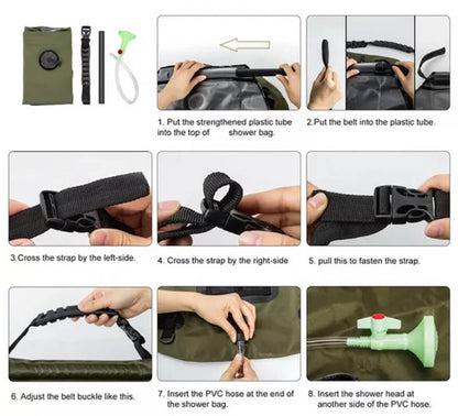 Foldable 20L Outdoor Shower Bag with Solar Heating System