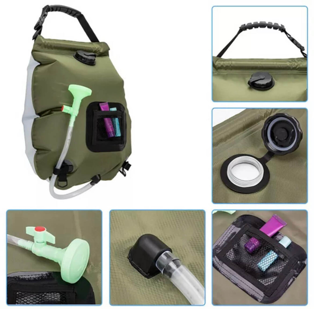 Foldable 20L Outdoor Shower Bag with Solar Heating System