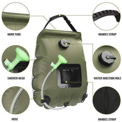 Foldable 20L Outdoor Shower Bag with Solar Heating System