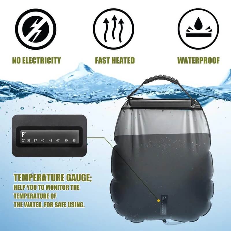 Foldable 20L Outdoor Shower Bag with Solar Heating System