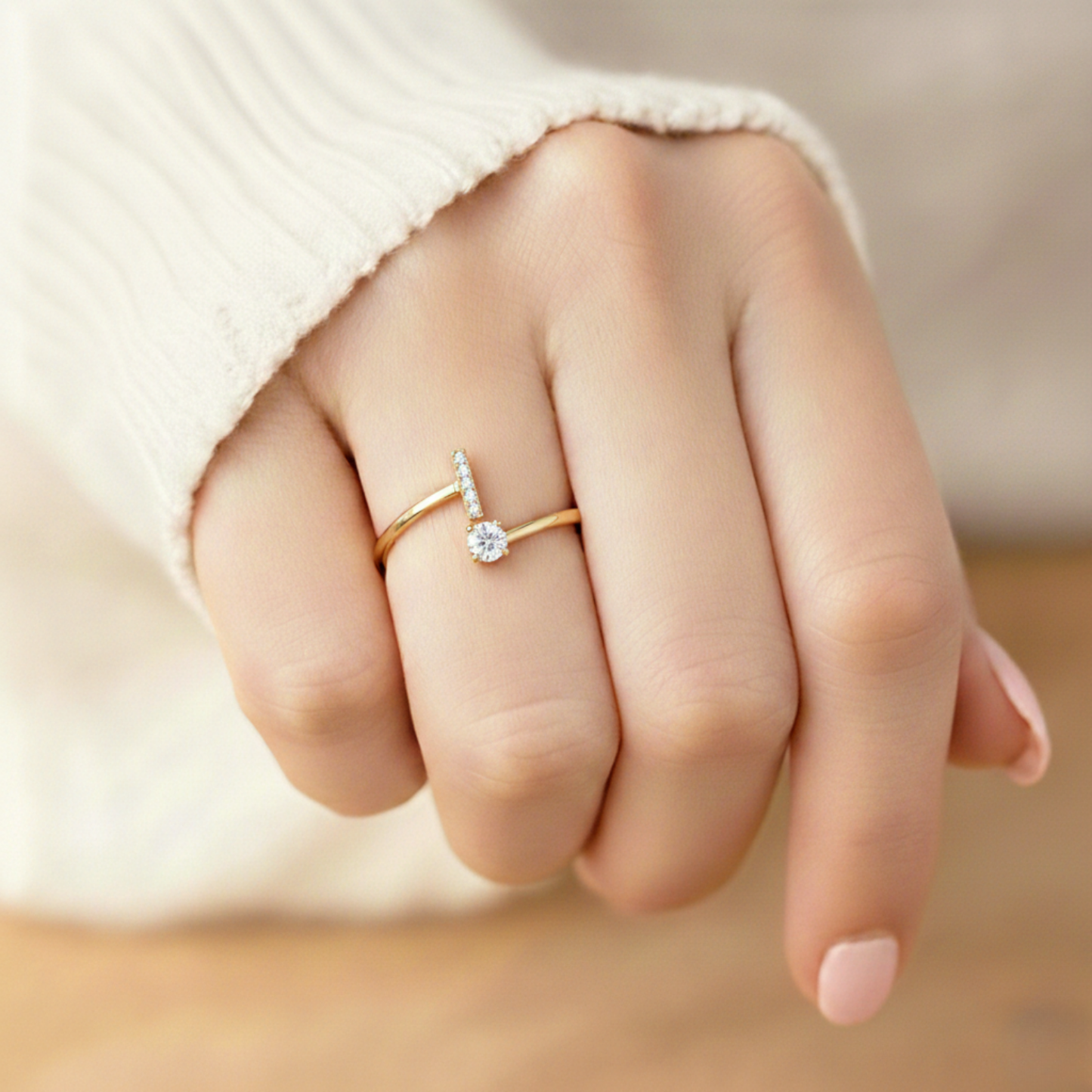 Adjustable Initial Ring Classic with Gift Box and Message Card
