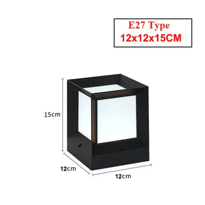 Outdoor Pillar Light in Black Frame with White Diffuser