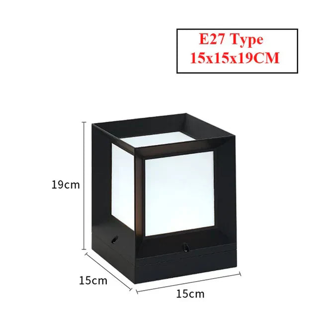 Outdoor Pillar Light in Black Frame with White Diffuser