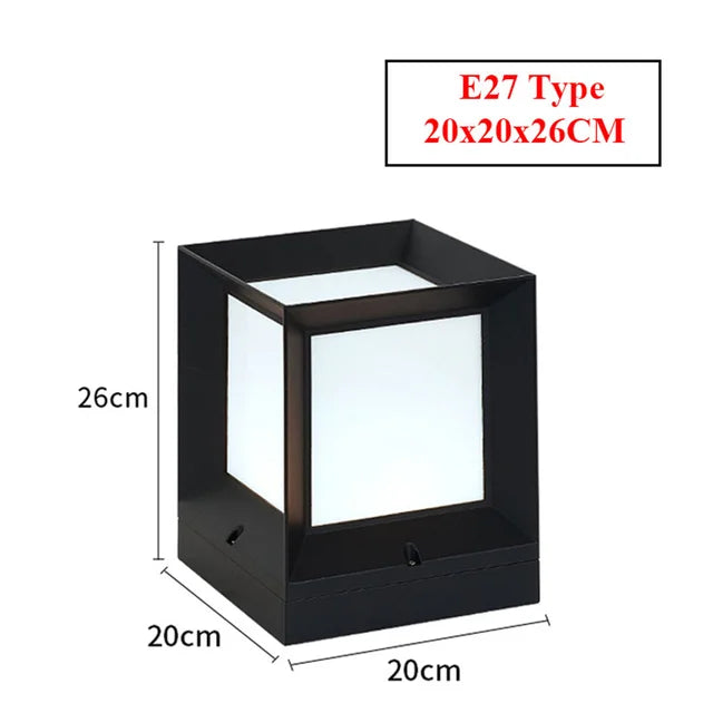 Outdoor Pillar Light in Black Frame with White Diffuser