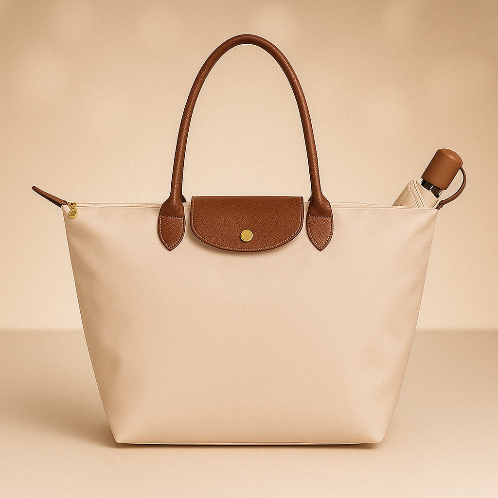 Sophisticated Waterproof Tote Bag with Leather Handles