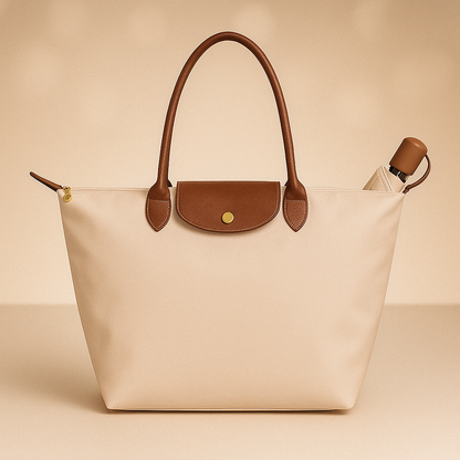 Sophisticated Waterproof Tote Bag with Leather Handles