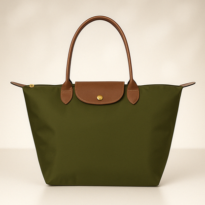 Sophisticated Waterproof Tote Bag with Leather Handles