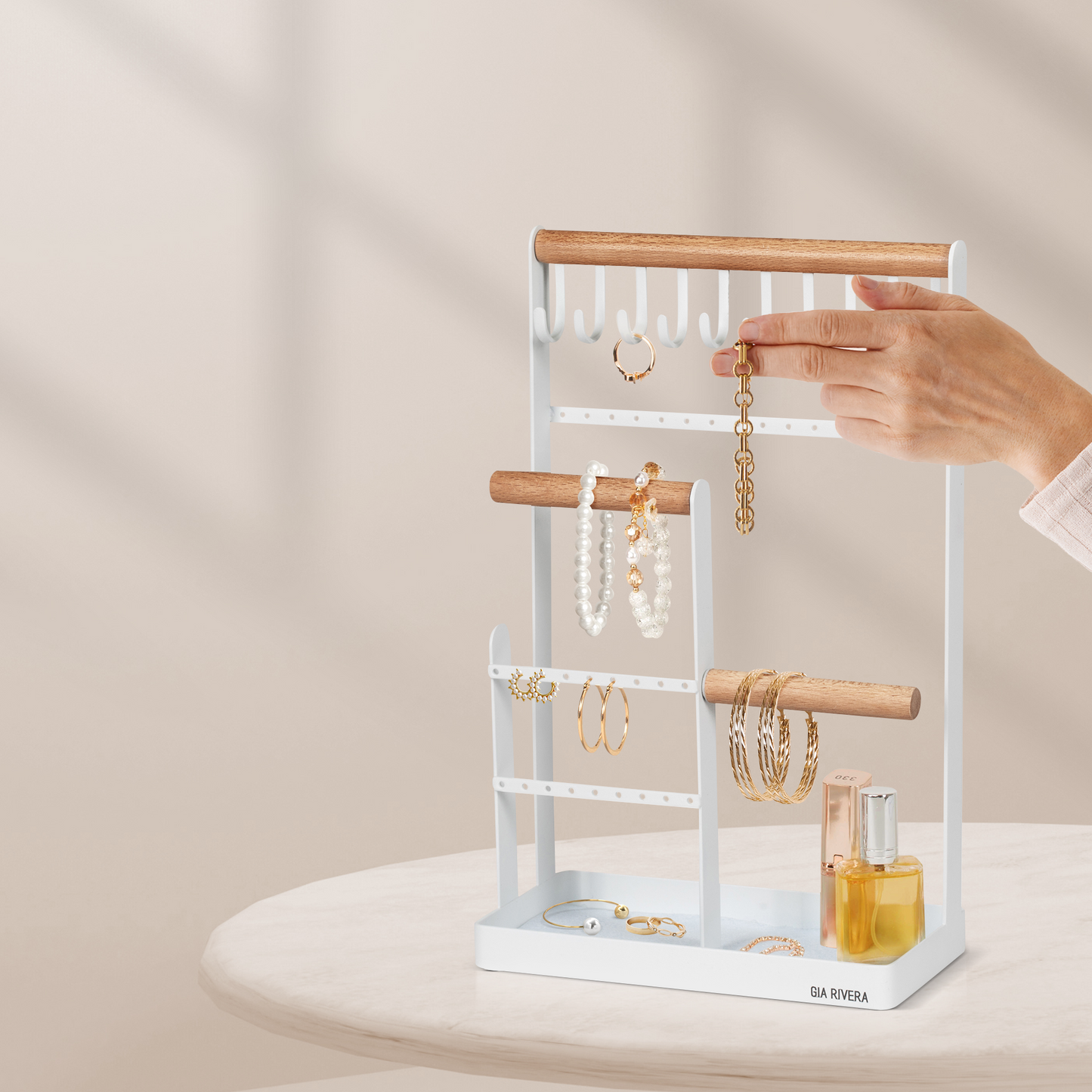 Jewelry Display Stand with 10 Hooks for Organizing Accessories