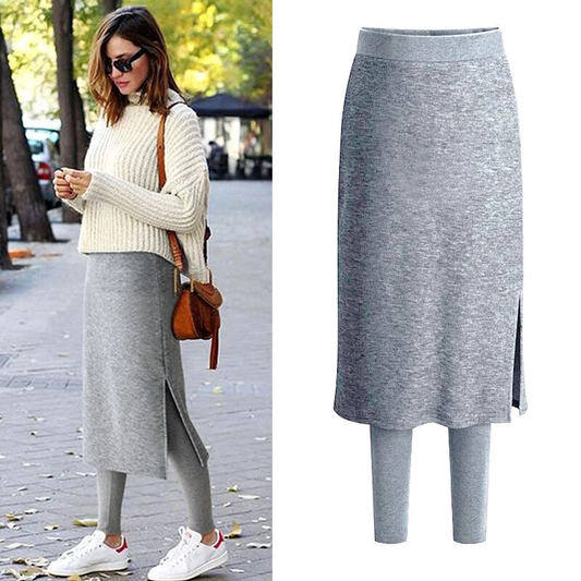Chic Thermal Leggings with Attached Skirt