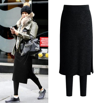 Chic Thermal Leggings with Attached Skirt