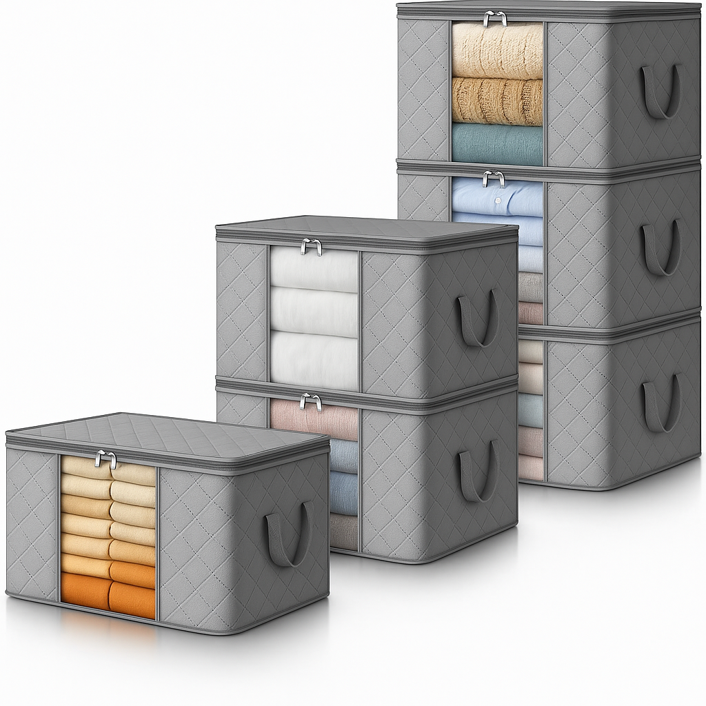 Compact Collapsible Storage Bins with Clear Viewing Panel