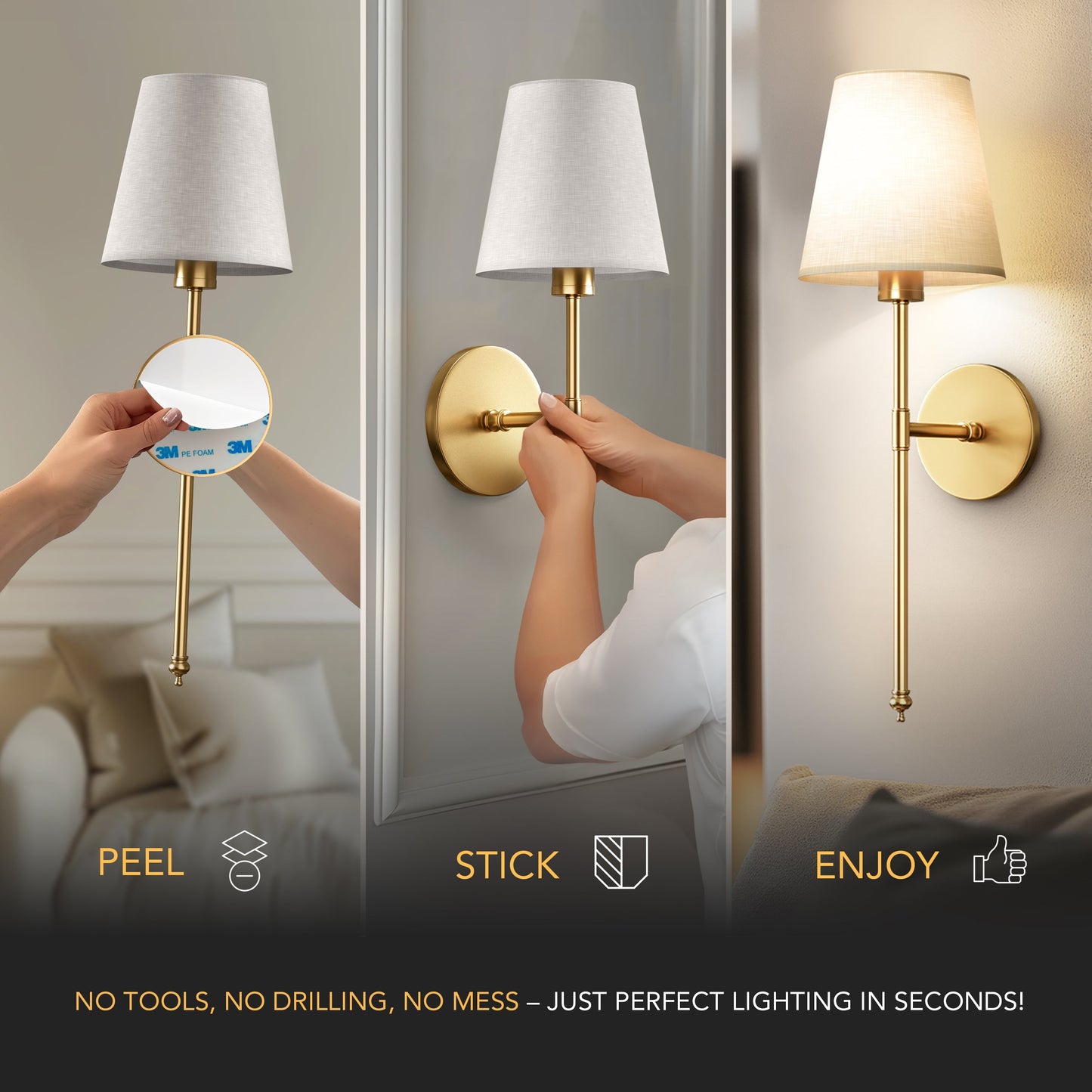 Sleek Wireless Wall Lights for Effortless Ambiance
